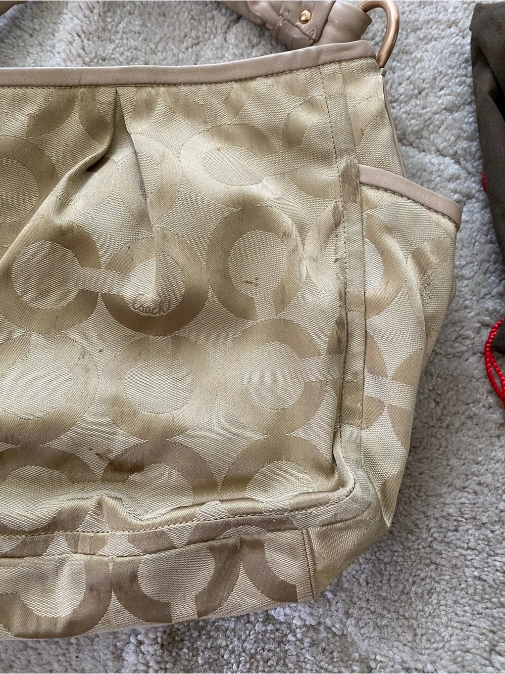 Coach Tan/Beige Signature Shoulder Bag